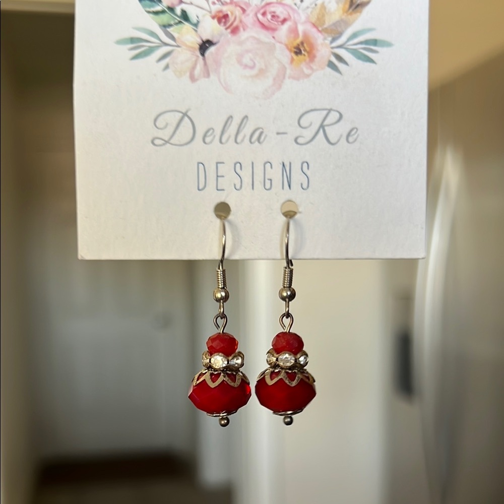 Red and Silver Earrings